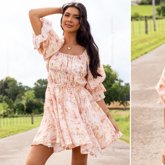 Pink Lily Dresses & Skirts - Pink Lily Blush Floral Mini Dress